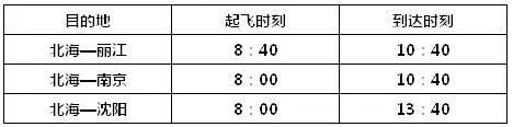 北海直飛云南麗江旅游航班