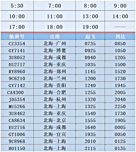 北海機(jī)場(chǎng)大巴發(fā)車(chē)時(shí)間（2021年更新）