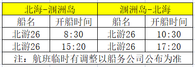 北海到潿洲島開船時刻表,北海旅行社