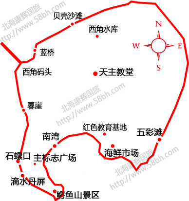 北海潿洲島旅游景點分布地圖