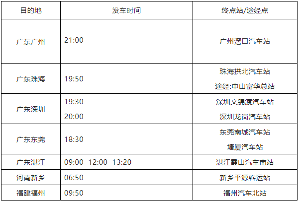 北海二運汽車站發(fā)車時刻表