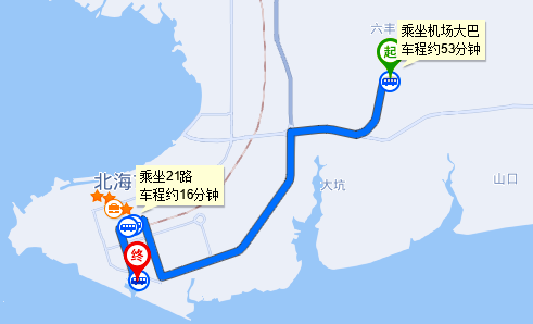 北海福成機場到銀灘國際客運港有多遠,坐車怎么走