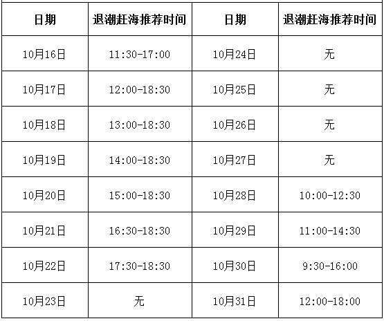 北海紅樹林趕海時刻表