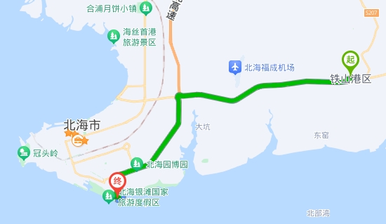 鐵山港,到,北海,銀灘,有,多,遠,